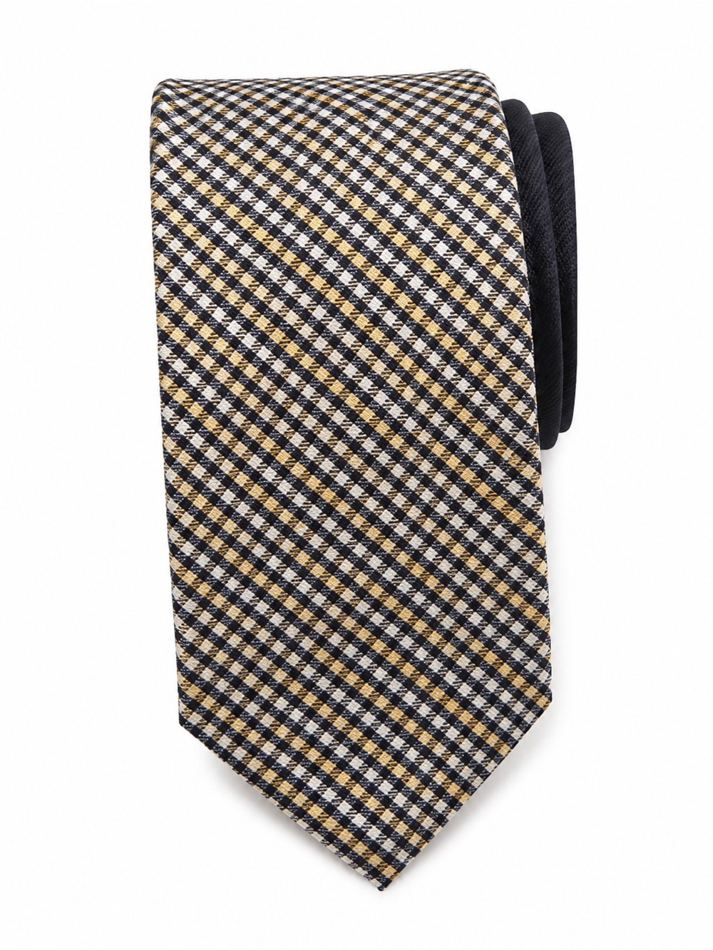 Tommy Hilfiger Black and Gold Checkered Tie